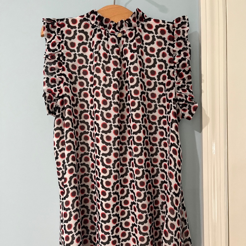 Ann Taylor Pattern Ruffle Detail Blouse - Picture 3 of 5